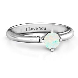 Ski Tip Solitaire Round Ring