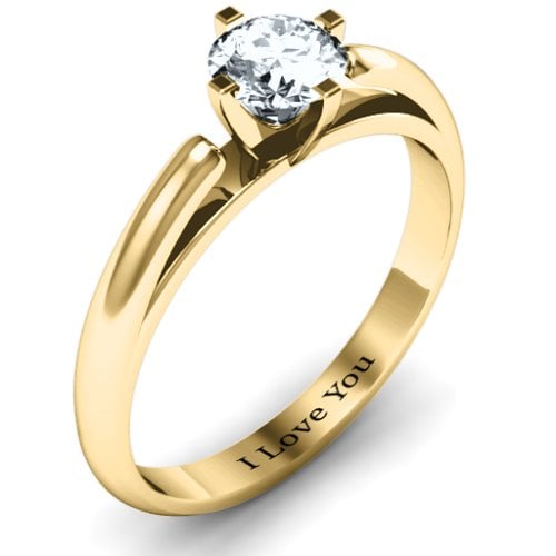 Ski Tip Solitaire Round Ring – 9kt Yellow Gold with Cubic Zirconia