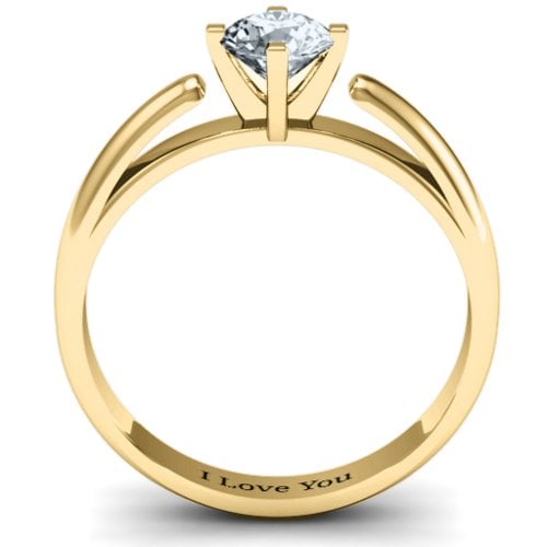 Ski Tip Solitaire Round Ring – 9kt Yellow Gold with Cubic Zirconia