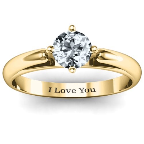 Ski Tip Solitaire Round Ring – 9kt Yellow Gold with Cubic Zirconia