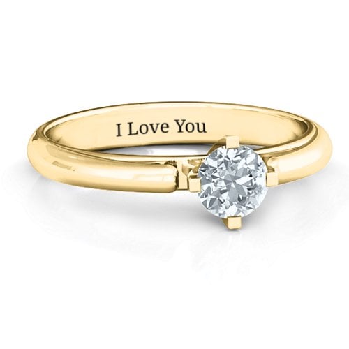 Ski Tip Solitaire Round Ring – 9kt Yellow Gold with Cubic Zirconia