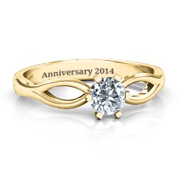 Round Solitaire Figure 8 Shank Ring