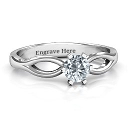 Round Solitaire Figure 8 Shank Ring in 925 Sterling Silver with Cubic Zirconia