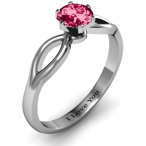 Round Solitaire Figure 8 Shank Ring