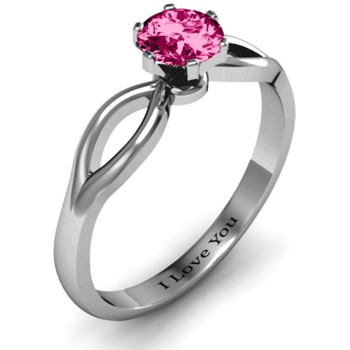 Round Solitaire Figure 8 Shank Ring