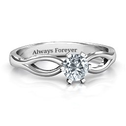 Round Solitaire Figure 8 Shank Ring in 925 Sterling Silver with Diamond