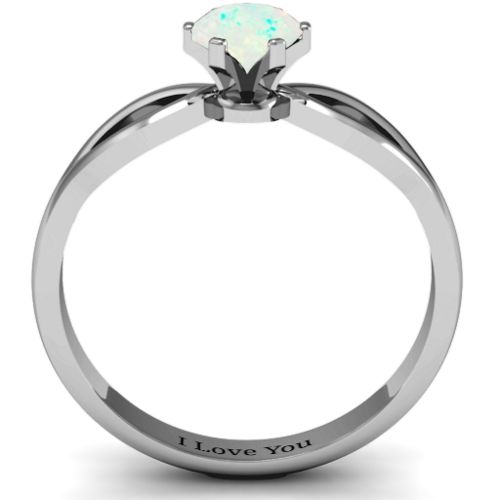 Round Solitaire Figure 8 Shank Ring – Sterling Silver with Opal