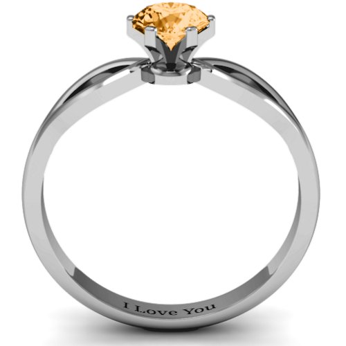 Round Solitaire Figure 8 Shank Ring – Sterling Silver with Citrine