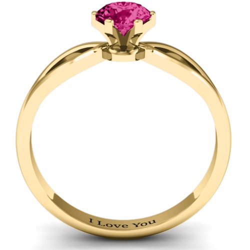 Round Solitaire Figure 8 Shank Ring – 9kt Yellow Gold with Ruby