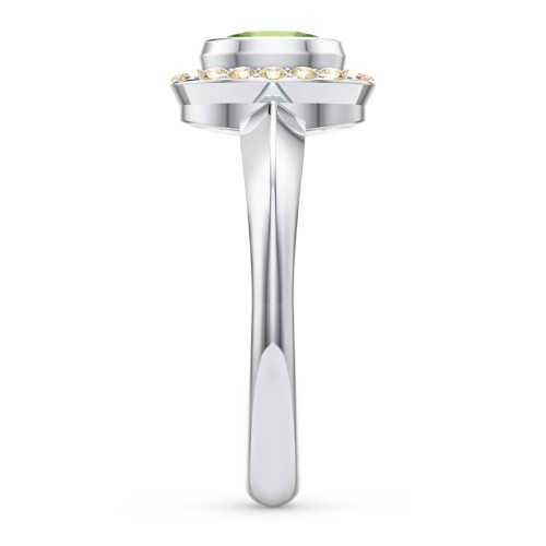 "Royal" Bezel Set Oval Cluster Ring – Sterling Silver with Peridot and Fancy Yellow Premium Zirconia
