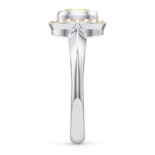 "Royal" Bezel Set Oval Cluster Ring – Sterling Silver with Peridot and Fancy Yellow Premium Zirconia