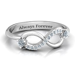 Double Stone Infinity Accent Ring in 925 Sterling Silver with Diamond