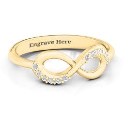 Infinity Accent Ring in 9K Solid Yellow Gold with White Premium Zirconia