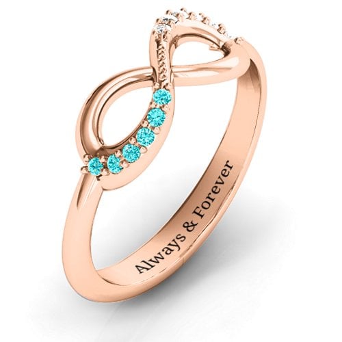 Infinity Accent Ring – 9kt Rose Gold with Mint Premium Zirconia and White Premium Zirconia