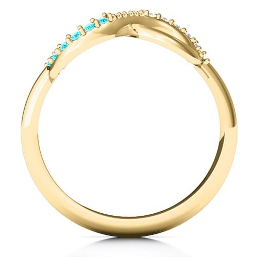 Infinity Accent Ring – 9kt Yellow Gold with Mint Premium Zirconia and White Premium Zirconia