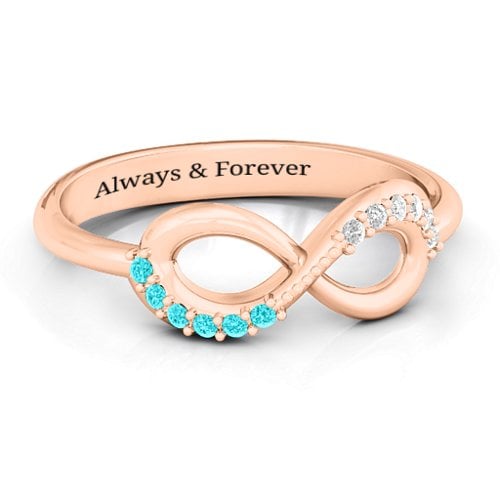 Infinity Accent Ring – 9kt Rose Gold with Mint Premium Zirconia and White Premium Zirconia