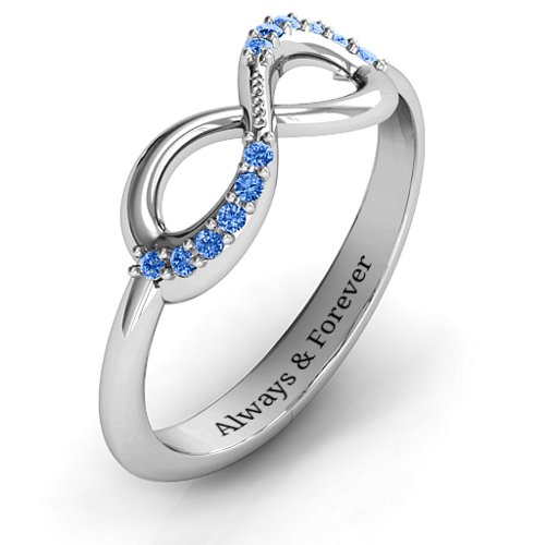 Infinity Accent Ring – Sterling Silver with Fancy Blue Premium Zirconia