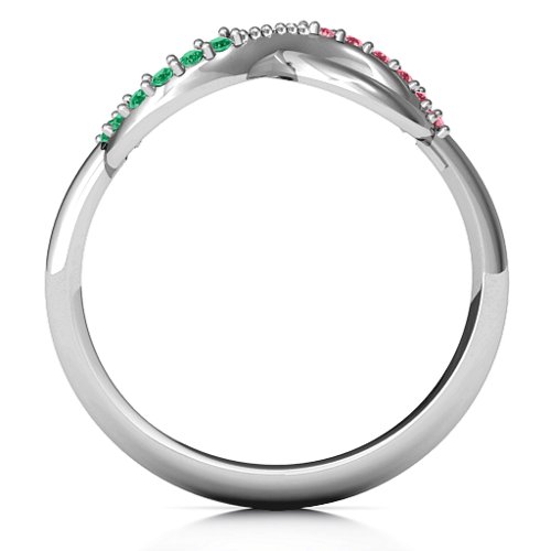 Infinity Accent Ring – Sterling Silver with Green Premium Zirconia and Red Premium Zirconia