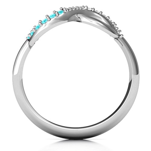Infinity Accent Ring – Sterling Silver with Mint Premium Zirconia and White Premium Zirconia
