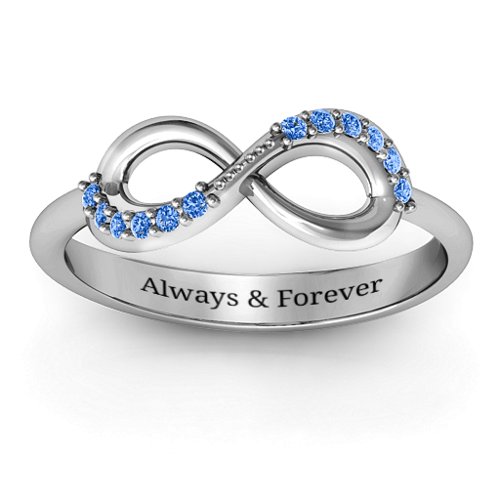 Infinity Accent Ring – Sterling Silver with Fancy Blue Premium Zirconia