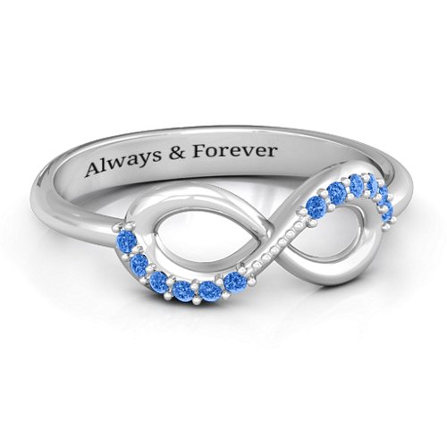 Infinity Accent Ring – Sterling Silver with Fancy Blue Premium Zirconia