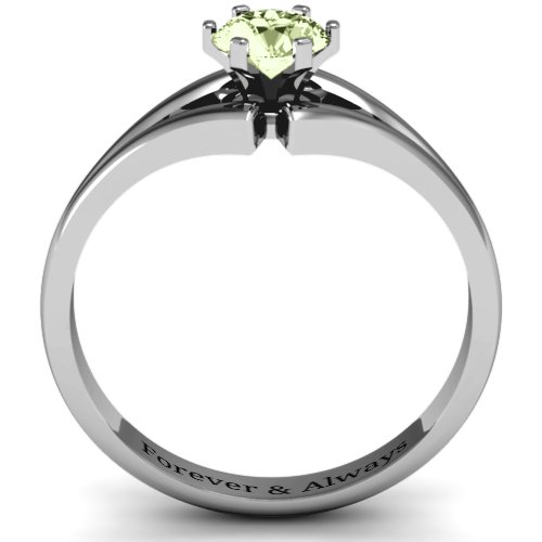 Solitaire Split Shank Ring – Sterling Silver with Peridot