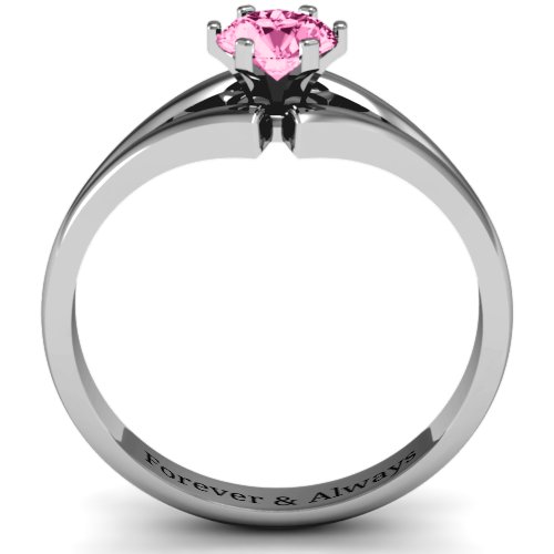 Solitaire Split Shank Ring – Sterling Silver with Pink Tourmaline