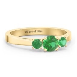 Three Stone Eternity Ring in 18K Gold Plated Silver with Emerald