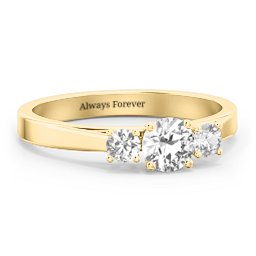 Three Stone Eternity Ring in 18K Gold Plated Silver with Diamond