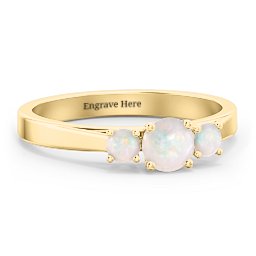 Three Stone Eternity Ring in 18K Gold Plated Silver with Opal