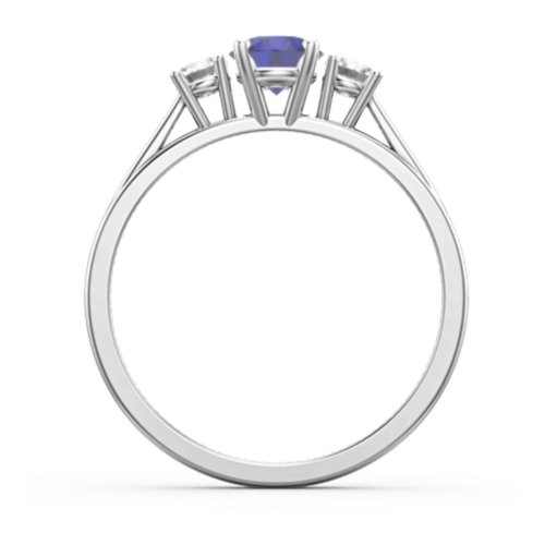 Three Stone Eternity Ring – Sterling Silver with Blue Sapphire and Cubic Zirconia