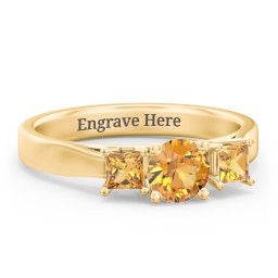 Three Stone Eternity with Princess Accents Ring