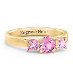 Three Stone Eternity with Princess Accents Ring