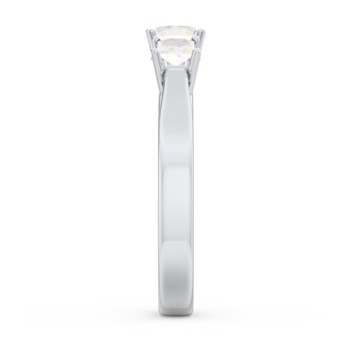 Three Stone Eternity with Princess Accents Ring – Sterling Silver with Opal