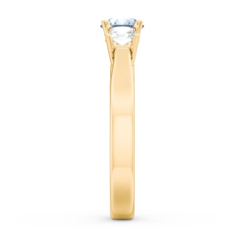 Three Stone Eternity with Princess Accents Ring – 9kt Yellow Gold with Aquamarine and Cubic Zirconia