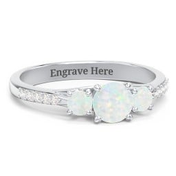 Three Stone Eternity Ring with Twin Accent Rows