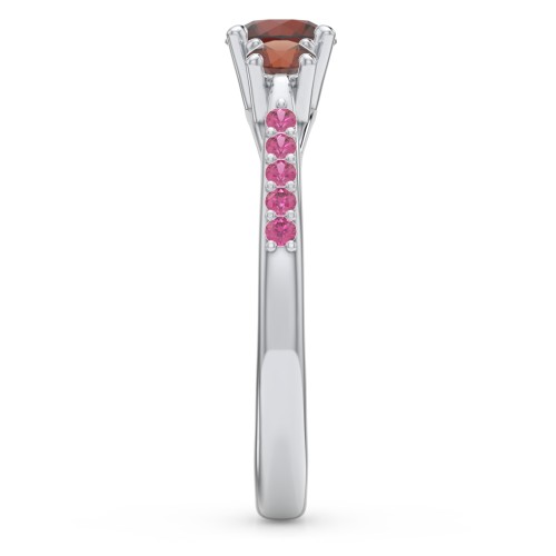 Three Stone Eternity Ring with Twin Accent Rows