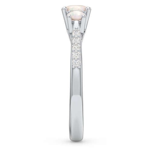 Three Stone Eternity Ring with Twin Accent Rows