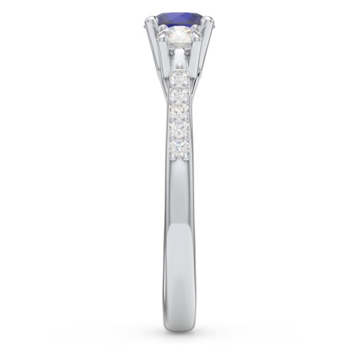 Three Stone Eternity Ring with Twin Accent Rows