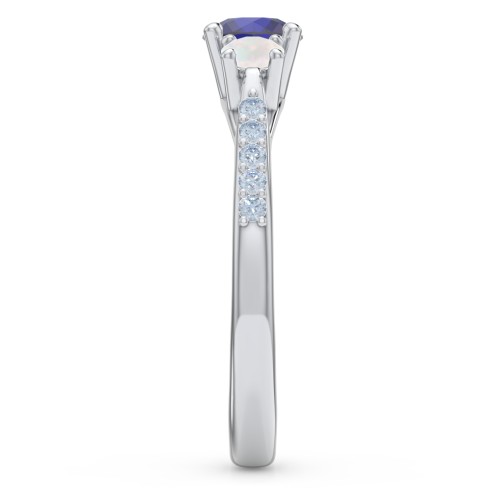 Three Stone Eternity Ring with Twin Accent Rows