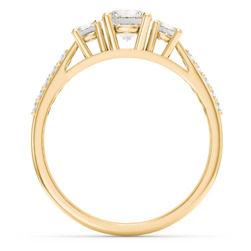 Three Stone Eternity Ring with Twin Accent Rows