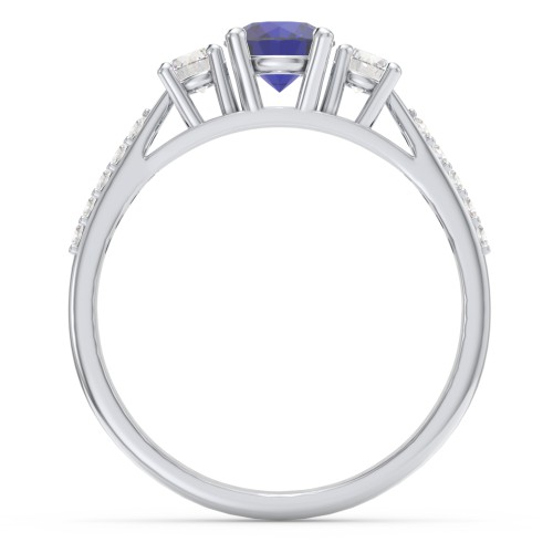 Three Stone Eternity Ring with Twin Accent Rows