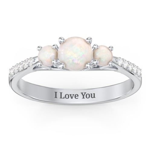 Three Stone Eternity Ring with Twin Accent Rows