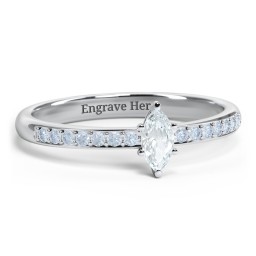Elegant Marquise with Accent Band Ring in 925 Sterling Silver with Aquamarine and Fancy Blue Premium Zirconia