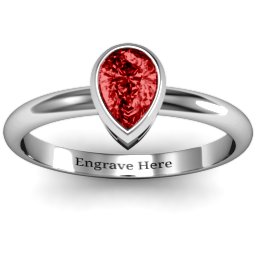 Pear with Raised Bezel Set Ring in 925 Sterling Silver with Garnet