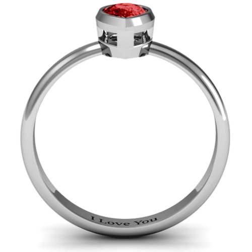 Pear with Raised Bezel Set Ring – Sterling Silver with Garnet