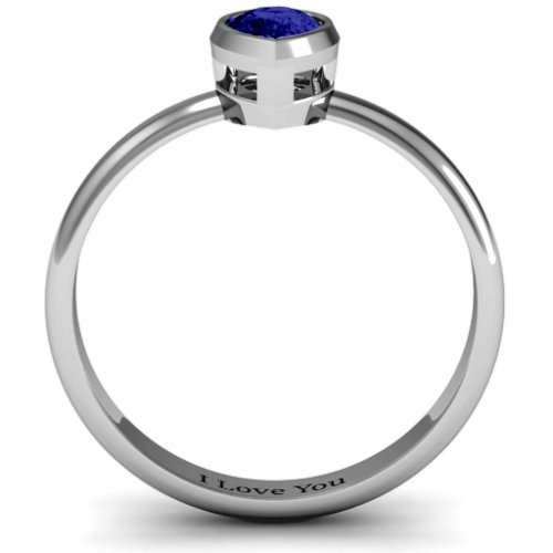 Pear with Raised Bezel Set Ring – Sterling Silver with Blue Sapphire