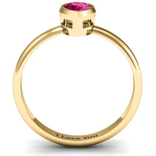 Pear with Raised Bezel Set Ring – 9kt Yellow Gold with Ruby