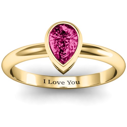 Pear with Raised Bezel Set Ring – 9kt Yellow Gold with Ruby