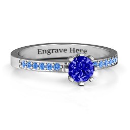 8 Prong Set Solitaire Ring with Shoulder Accents